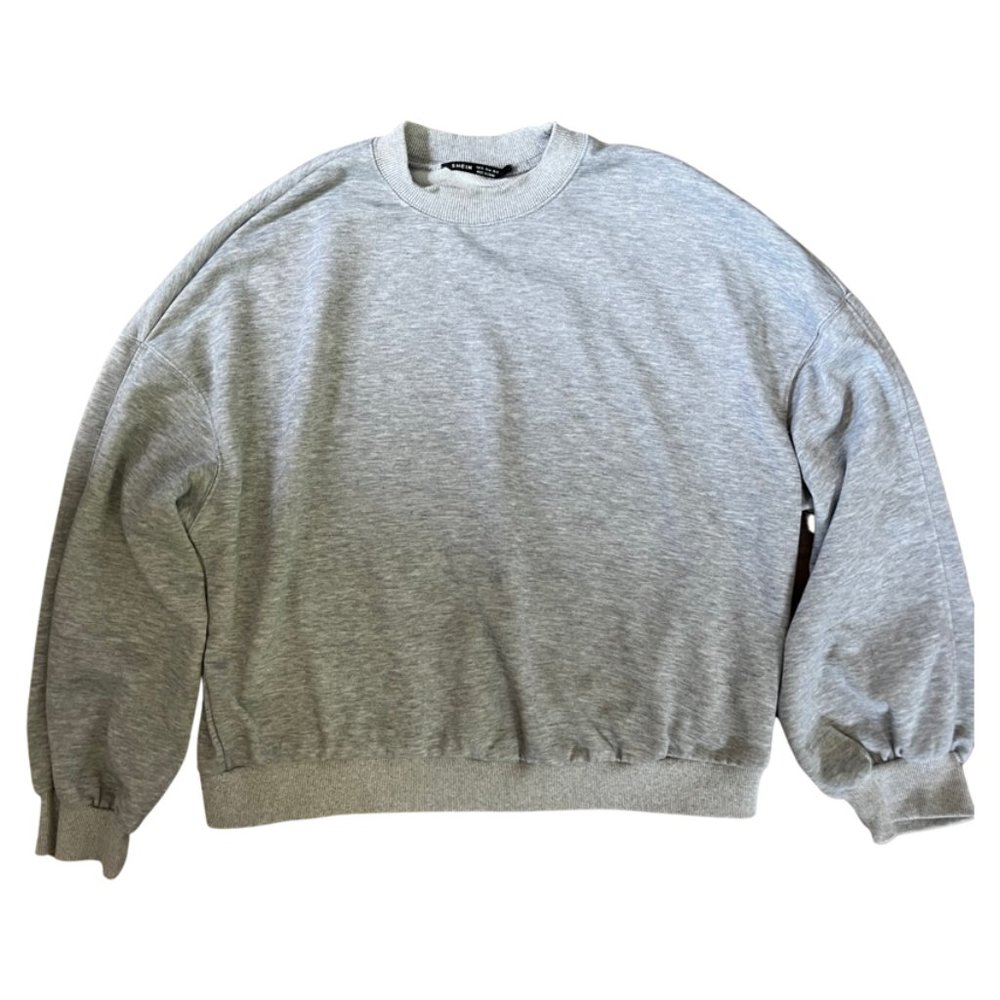 Shein Womens Pullover Sweatshirt Gray Long Sleeve Crew Neck